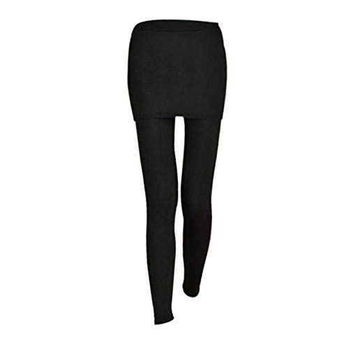 Amosfun Two in One Leggings Frauen Leggings mit Rock Weich Elastisch Volle Länge Minirock Leggings Elastische Casual Skinny Pants (Schwarz), Schwarz , 1 von Amosfun