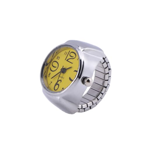 Amosfun Unisex Uhr Aus Elastischem Edelstahl Kreative Quarz-fingeruhr Gelb Für Frauen Und Stilvolle Armbanduhr Für Jeden Anlass von Amosfun
