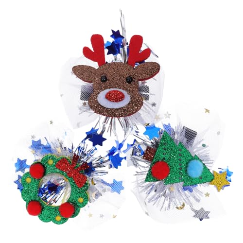 Amosfun Weihnachtlicher Haarnadel-kopfschmuck – 3 Haarspangen Mit Hirsch Und Schneemann – Kinderdeko – Party-accessoires Für Damen – Festliche Haardekoration Für Weihnachten von Amosfun