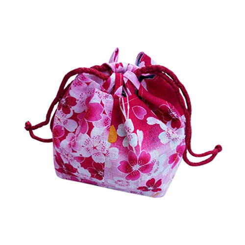 Amosfun schmuckbeutel Tasche japanischen Kimono Druck Kordelzug geldbörse kirschblüten Geschenk Tasche Kosmetiktasche für Frauen mädchen würfel halsketten Ohrringe armbänder (rosig) von Amosfun