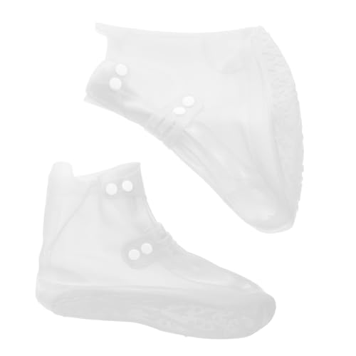 Amosfun wasserdichte rutschfeste PVC schuhüberzieher mit Doppelter Knopfreihe Verstärkt Wiederverwendbar Regenfest Geeignet für Damen und Herren Schutz vor Nässe und Schmutz von Amosfun