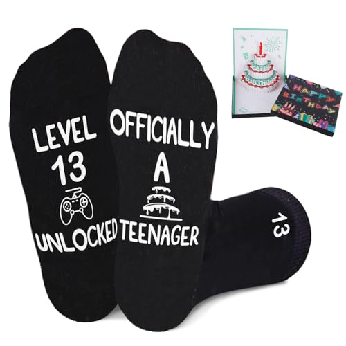 Amosking 13 Jahre alte Geschenke für Jungen, Socken für 13 Jahre alten Jungen, 3D-Pop-Up-Geburtstagskarte, Geschenk zum 13. Geburtstag, Schwarz , 13 Jahre Amosking 13 Jahre alte Geschenke für Jungen, Socken für 13 Jahre alten Jungen, 3D-Pop-Up-Geburtstagskarte, Geschenk zum 13. Geburtstag, Schwarz , 13 Jahre von Amosking