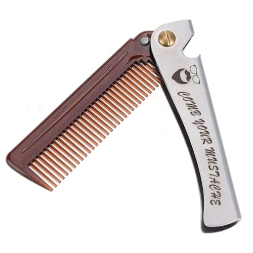 Faltbarer Kamm Bartkamm mit Korkenzieher Kamm Männer Professional Styling Kamm Breiter Zahnkamm Öl Kopf Kamm Kunststoffkämme Frisurkamm Friseur Styling Tool von Amotorfly