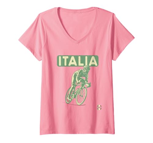 Damen Italien - Vintage Straßenradsport T-Shirt mit V-Ausschnitt Damen Italien - Vintage Straßenradsport T-Shirt mit V-Ausschnitt von Amour et Humour Cyclisme