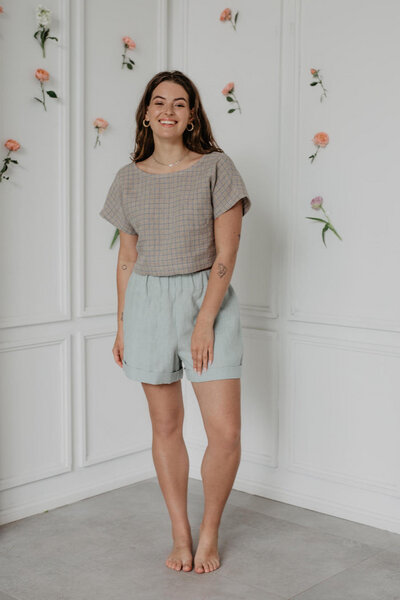 AmourLinen Leinen-Crop-Top mit Knöpfen LISA von AmourLinen