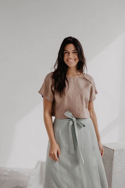 AmourLinen Leinen-Crop-Top mit Knöpfen LISA von AmourLinen