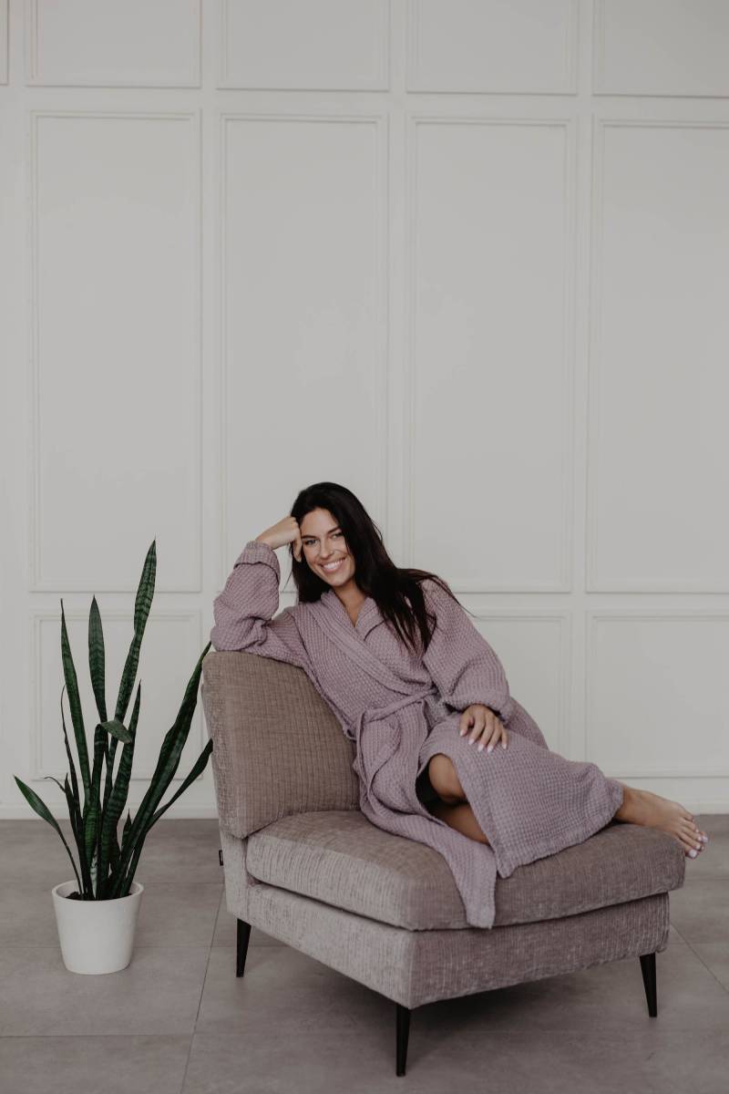 Waffel Leinen Bademantel Snuggle. Frauen Gewand von AmourLinen