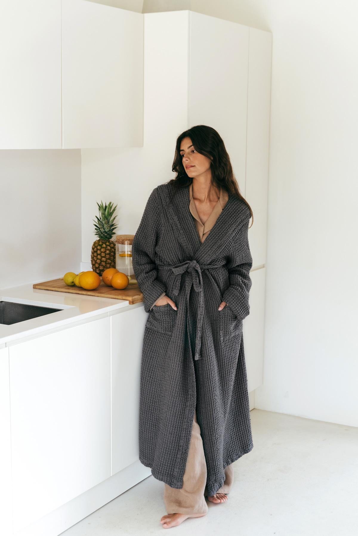 Waffel Leinen Bademantel Snuggle. Frauen Robe von AmourLinen