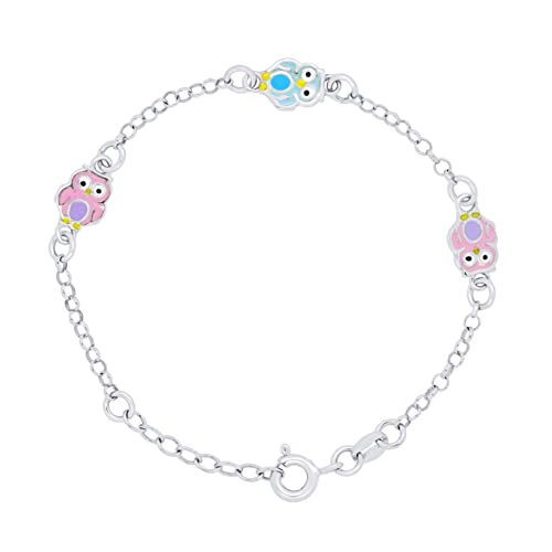 Amours, Bisous & Calins - Armband Eulen – Silber 925 – 100 % hypoallergen – Länge verstellbar – für Kinder von 2 bis 9 Jahren – Kinderschmuck, One Size, Silber Amours, Bisous & Calins - Armband Eulen – Silber 925 – 100 % hypoallergen – Länge verstellbar – für Kinder von 2 bis 9 Jahren – Kinderschmuck, One Size, Silber von Amours, Bisous & Calins