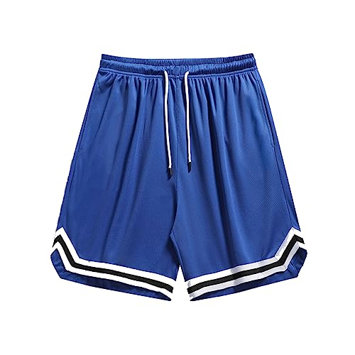 AmphaDeco Herren Casual Basketball Shorts,Laufen Fitness Shorts Lockere Größe Basketball Training Shorts Schnell trocknende Große Taschen Sportbekleidung,Blau,XXL von AmphaDeco