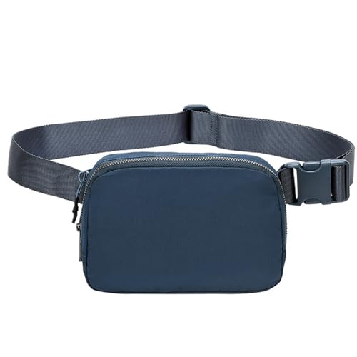 Mode lässige Gürteltasche, Nylon Running Taillentasche für Frauen und Männer, wasserdichte tragbare Reißverschluss-Umhängetasche, verstellbare Brusttasche,Navy Blue,One Size von AmphaDeco