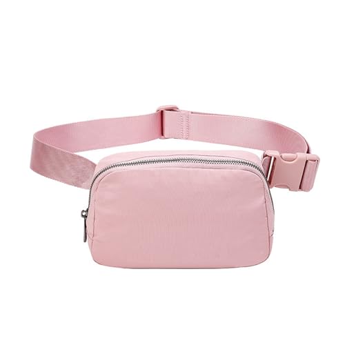 Mode lässige Gürteltasche, Nylon Running Taillentasche für Frauen und Männer, wasserdichte tragbare Reißverschluss-Umhängetasche, verstellbare Brusttasche,Rosa,One Size von AmphaDeco