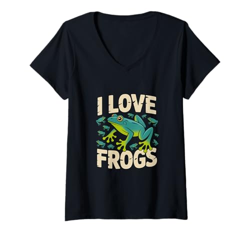 Damen I Love Frogs Frosch Lover Animal Humor T-Shirt mit V-Ausschnitt von Amphibian Enthusiast Nature Lovers