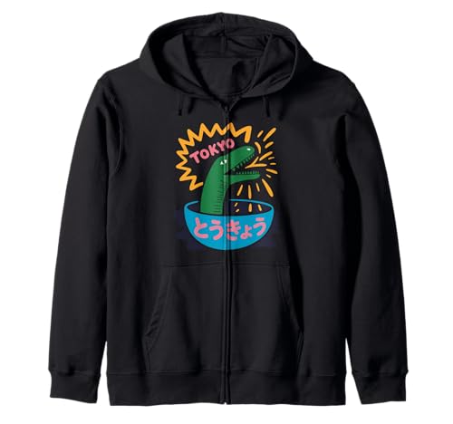 Lustige Dinosaurier-Reisschale Tokyo Japan Pop Art Humor Damen Herren Kapuzenjacke Lustige Dinosaurier-Reisschale Tokyo Japan Pop Art Humor Damen Herren Kapuzenjacke von Amphibian Turntable Joke Rave Beat Afterparty