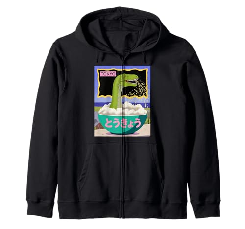 Lustige Dinosaurier-Reisschale Tokyo Japan Pop Art Humor Damen Herren Kapuzenjacke Lustige Dinosaurier-Reisschale Tokyo Japan Pop Art Humor Damen Herren Kapuzenjacke von Amphibian Turntable Joke Rave Beat Afterparty