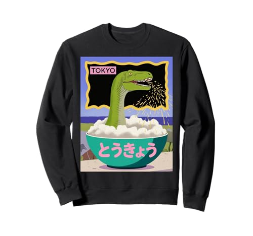 Lustige Dinosaurier-Reisschale Tokyo Japan Pop Art Humor Damen Herren Sweatshirt Lustige Dinosaurier-Reisschale Tokyo Japan Pop Art Humor Damen Herren Sweatshirt von Amphibian Turntable Joke Rave Beat Afterparty