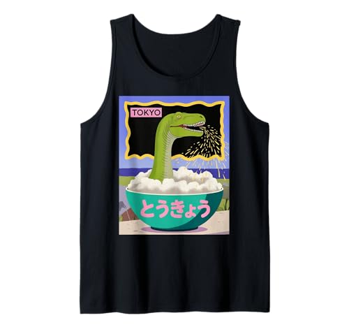 Lustige Dinosaurier-Reisschale Tokyo Japan Pop Art Humor Damen Herren Tank Top Lustige Dinosaurier-Reisschale Tokyo Japan Pop Art Humor Damen Herren Tank Top von Amphibian Turntable Joke Rave Beat Afterparty