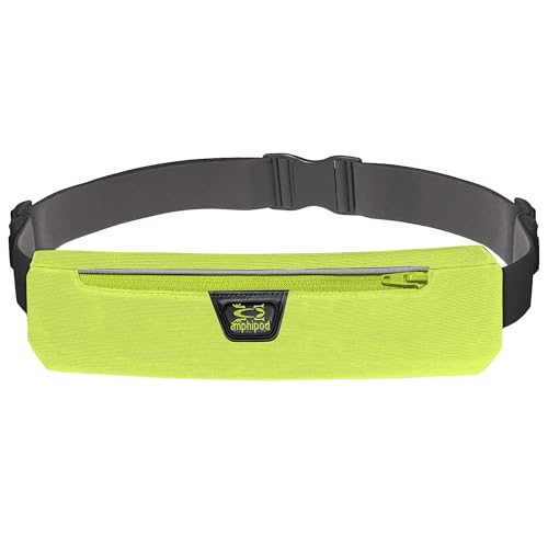 Amphipod AirFlow MicroStretch Gürtel, ultraleichte, minimalistische Läufer-Hüfttasche zum Laufen, Joggen, für Damen und Herren, Hi-Viz/Silber, Einheitsgröße von Amphipod