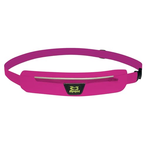 Amphipod AirFlow MicroStretch Gürtel, ultraleichte, minimalistische Läufer-Hüfttasche zum Laufen, Joggen, für Damen und Herren, rosa/silberfarben, Einheitsgröße von Amphipod