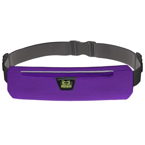 Amphipod AirFlow MicroStretch Gürtel, ultraleichte, minimalistische Läufer-Hüfttasche zum Laufen, Joggen, für Damen und Herren, violett / silberfarben, XL von Amphipod
