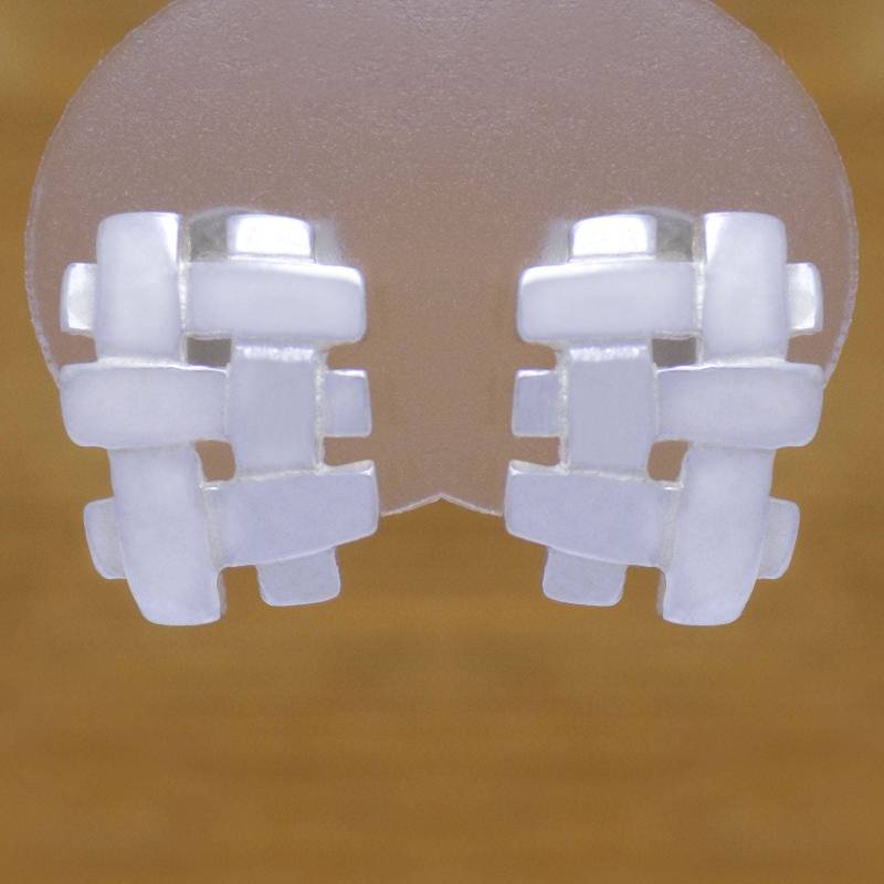 Atemberaubende Massiv 925 Sterling Silber Schöne Stitch Design Ohrstecker Vintage Sanft Elegant Wunderbare Handmade Handgefertigt von AmphoraJewelry