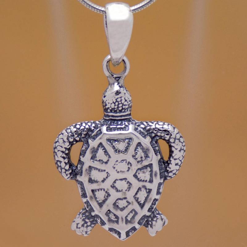 Atemberaubender Massiver Solider 925Er Sterlingsilber-Schildkrötenanhänger Wunderbares, Sanft Beeindruckendes Oxidiertes Handgemachtes von AmphoraJewelry