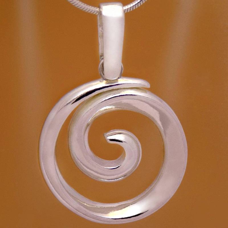 Beeindruckende Massive Sterling Silber Runde Spirale Kreis Anhänger 925 Hallmark Mode Schöne Elegante Sanft Stilvolle Wunderschönes Schönes Design von AmphoraJewelry
