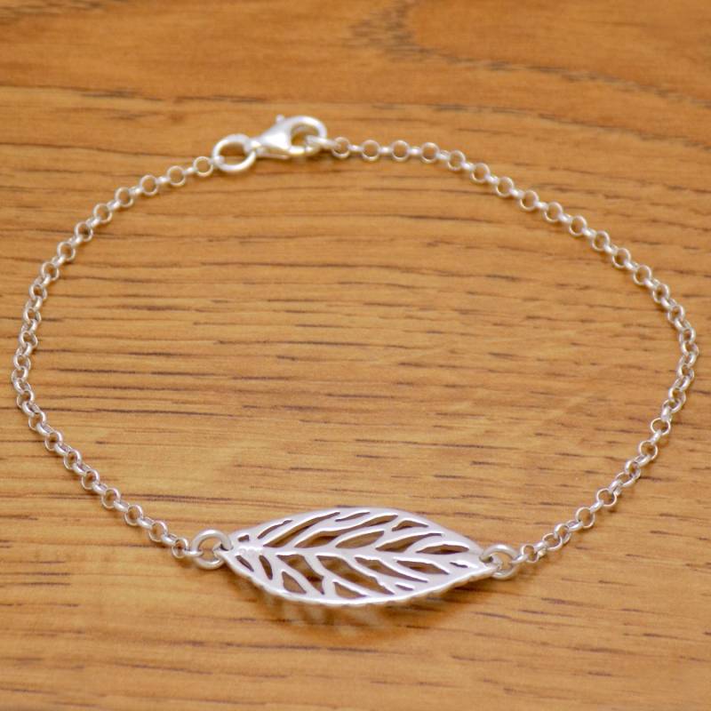 Beeindruckendes Design Cool Sanft Massiv 925 Sterling Silber Niedlich Schönes Blatt Armband 18.4 cm/7.2 "Lang von AmphoraJewelry