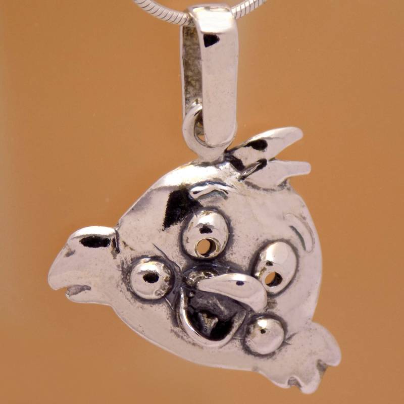 Coole Massive 925 Sterling Silber Lustige Vogel Anhänger Wunderbare Nette Tolle Kinder Oxidierte Handgefertigte Design von AmphoraJewelry
