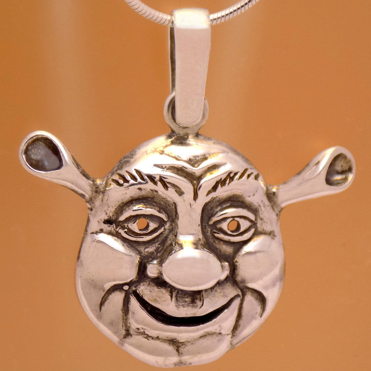 Kühles Massives 925-sterlingsilber-Lustiges Design Shrek Inspirierter Anhänger Beeindruckendes Wunderbares Unglaubliches Oxidiertes Handgefertigtes von AmphoraJewelry