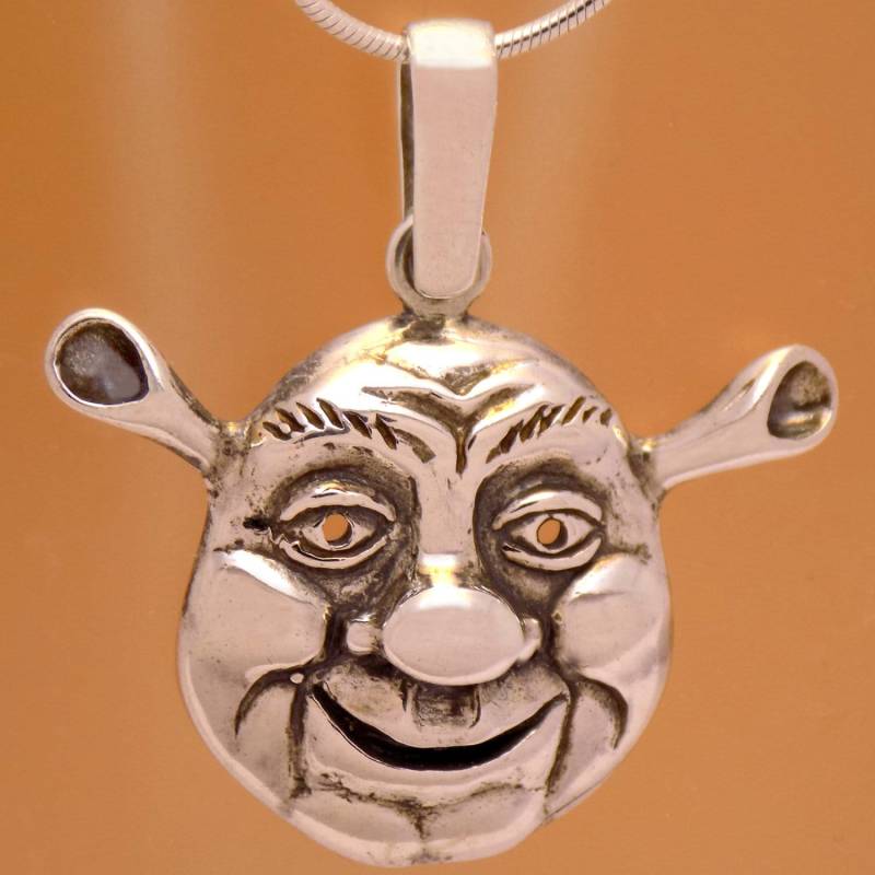 Kühles Massives 925-sterlingsilber-Lustiges Design Shrek Inspirierter Anhänger Beeindruckendes Wunderbares Unglaubliches Oxidiertes Handgefertigtes von AmphoraJewelry