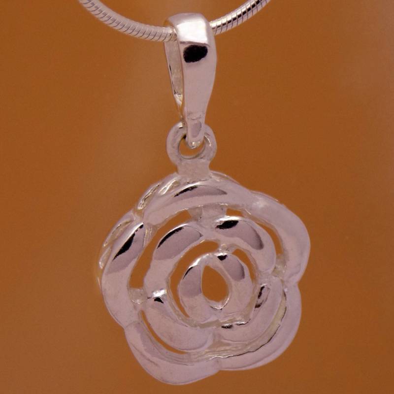 Massive Sterling Silber Rose Blume Design Anhänger 925 Hallmark Mode Erstaunlich Niedlich Schön Sanft Stilvoll Charmante Handgefertigte Handgefertigt von AmphoraJewelry