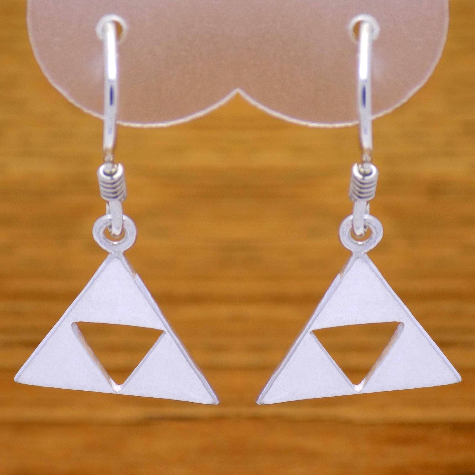 Massives 925 Sterling Silber Dreieck Triforce Inspiriert Baumeln Haken Ohrringe Großes Handgefertigtes Design von AmphoraJewelry