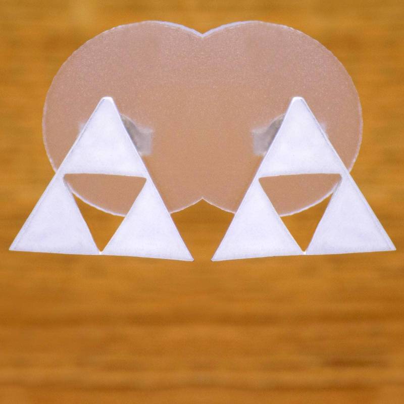 Massives 925 Sterling Silber Dreieck Triforce Inspiriert Ohrstecker Beeindruckendes Atemberaubendes Handgemachtes Design von AmphoraJewelry