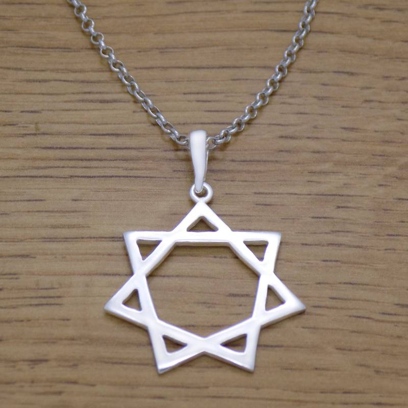 Solide 925 Sterling Silber Heptagramm Septagramm Symbol Halsketten-Anhänger Mit Kette Sieben-Zackiger Stern-Astrologie-Zeichen Handgemachtes Design von AmphoraJewelry
