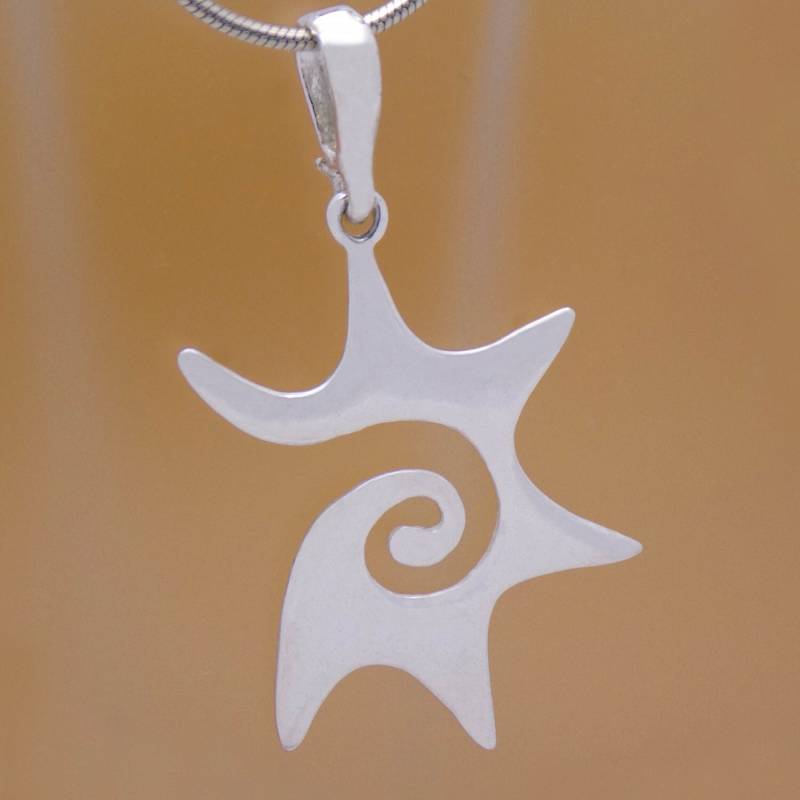 Solide 925 Sterling Silber Schöne Fancy Sun Spirale Anhänger Unglaublich Schöne Charmante Handmade Handgefertigtes Design von AmphoraJewelry