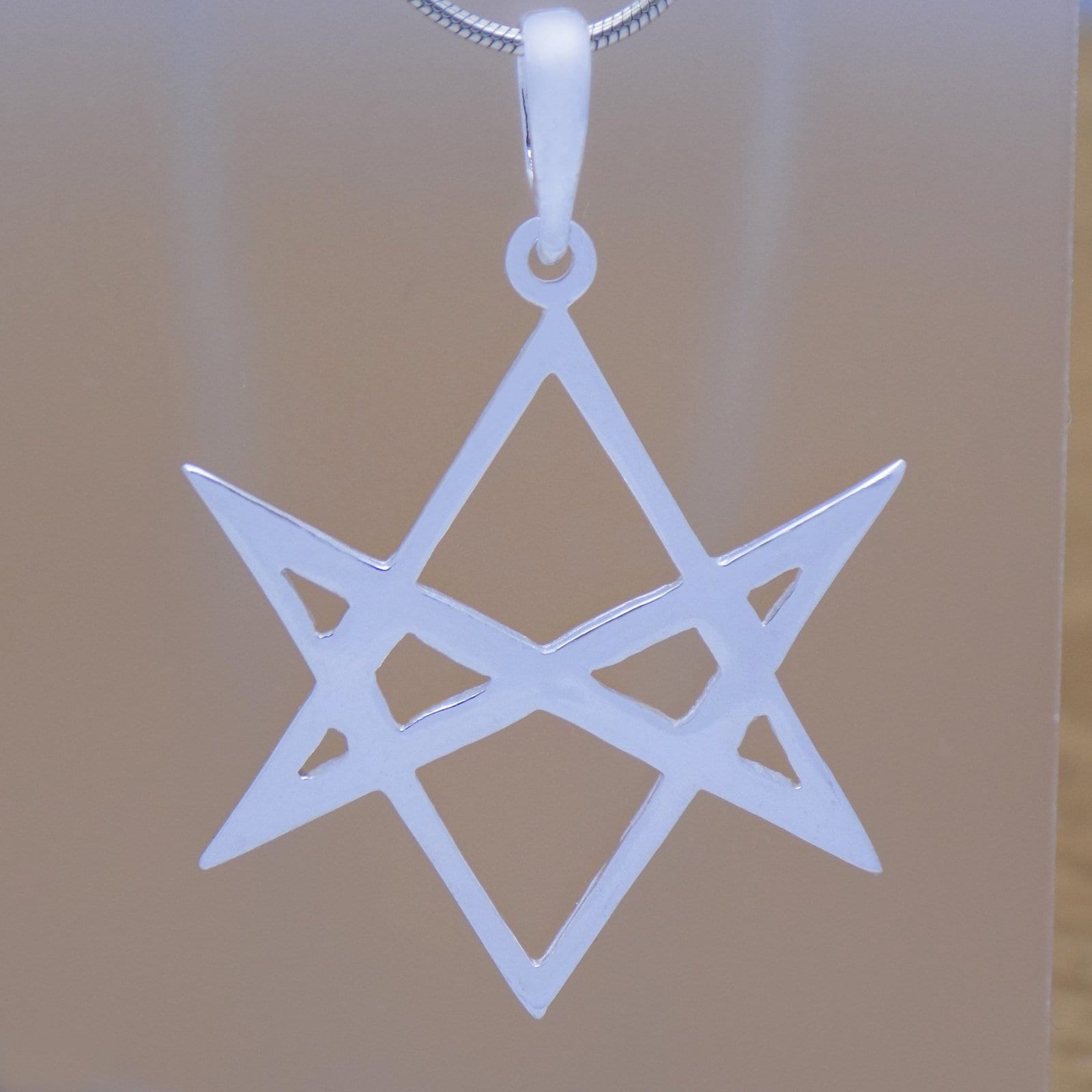 Solide 925 Sterling Silber Unicursal Hexagramm Symbol Anhänger Sechszackiger Stern Aleister Crowleys Thelema Zeichen Handgemachtes Design von AmphoraJewelry