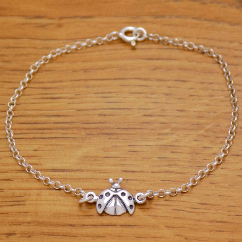 Super Wunderbare Sanft Massiv 925 Sterling Silber Cool Schöne Marienkäfer Armband 17.5 cm/6.9 "Lang von AmphoraJewelry