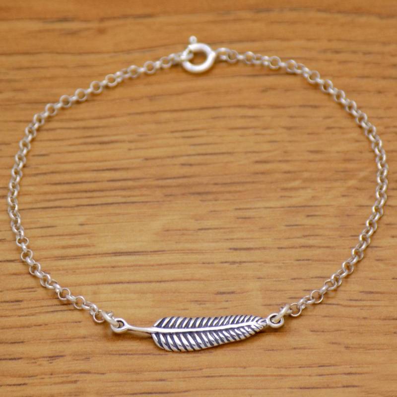 Super Wunderbare Sanft Massive 925 Sterling Silber Cool Charming Feder Armband 18.0 cm/7.1 "Lange Handgemacht von AmphoraJewelry