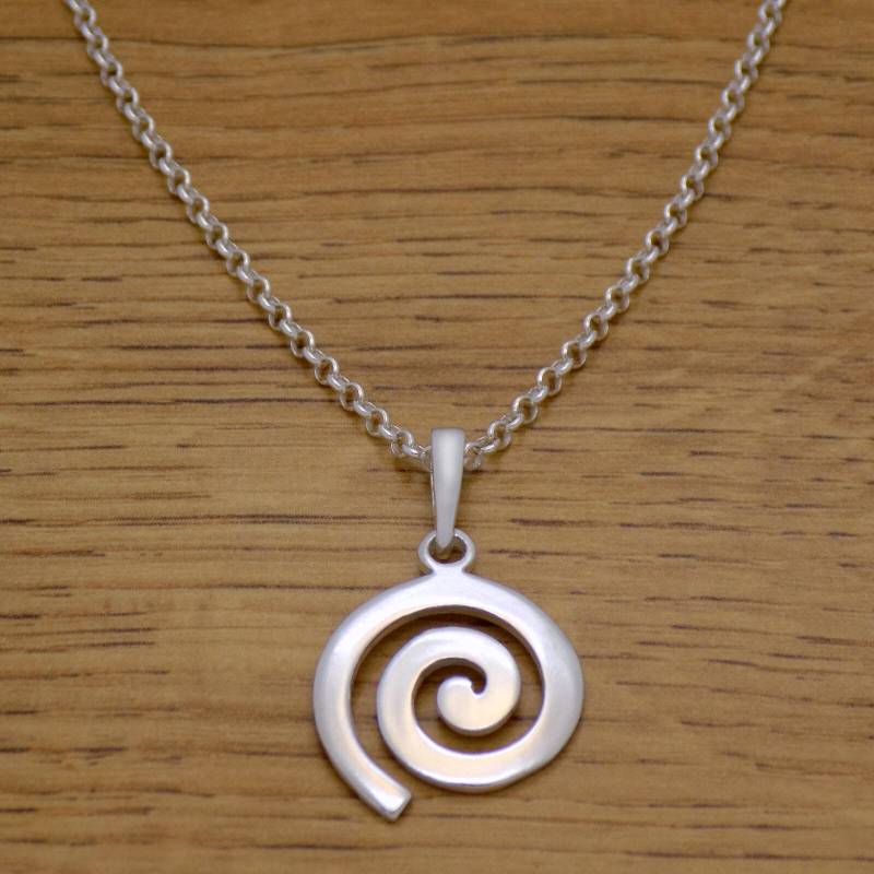 Unglaubliche Massiv 925 Sterling Silber Stilvolle Spiral-Anhänger-Halskette Mit Kette Tolles, Beeindruckendes Design von AmphoraJewelry