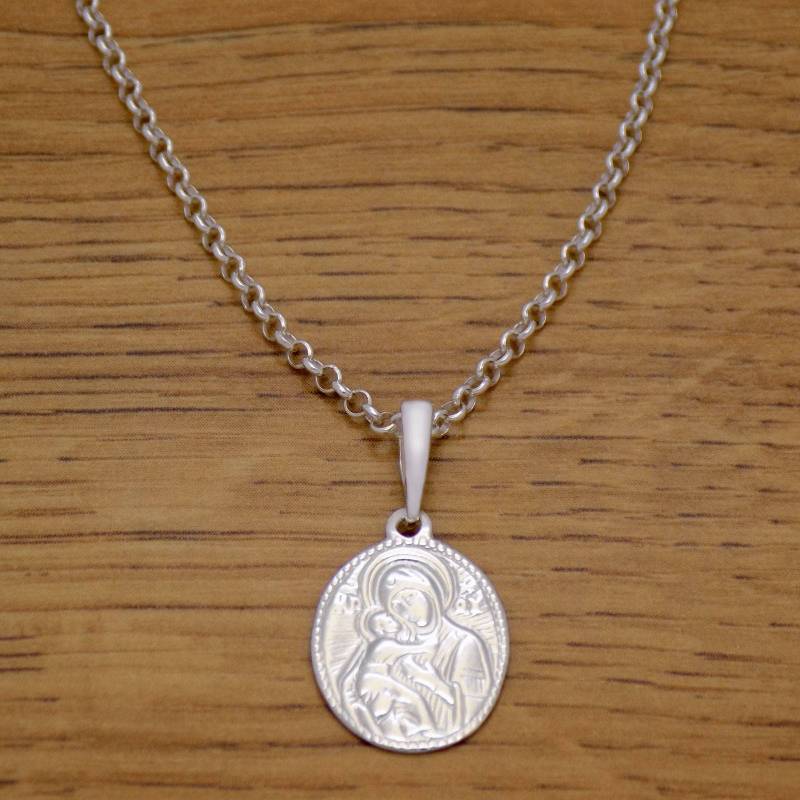 Wunderbare Solide 925 Sterling Silber Heilige Jungfrau Maria Kind Jesus Symbol Anhänger Halskette Mit Kette Atemberaubende Schöne Unglaubliche Design von AmphoraJewelry