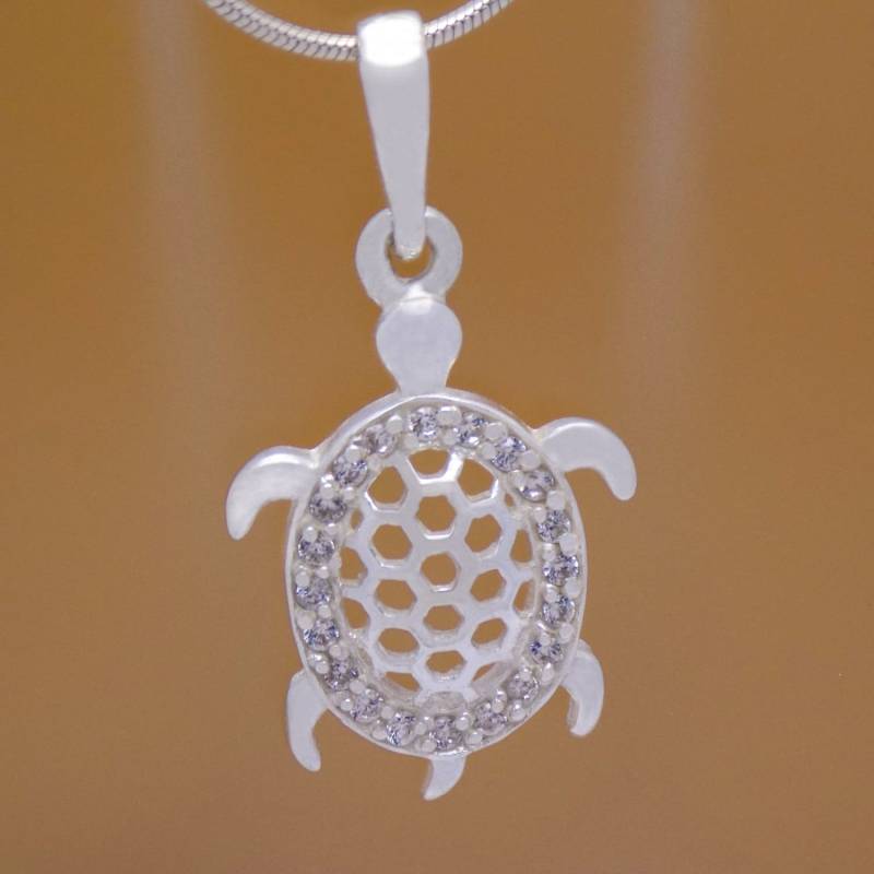 Wunderbare Solide 925 Sterling Silber Kubikzirkonia Schöne Schildkröte Anhänger Sanft Charmante Niedliche Unglaublich Schöne Atemberaubende Design von AmphoraJewelry
