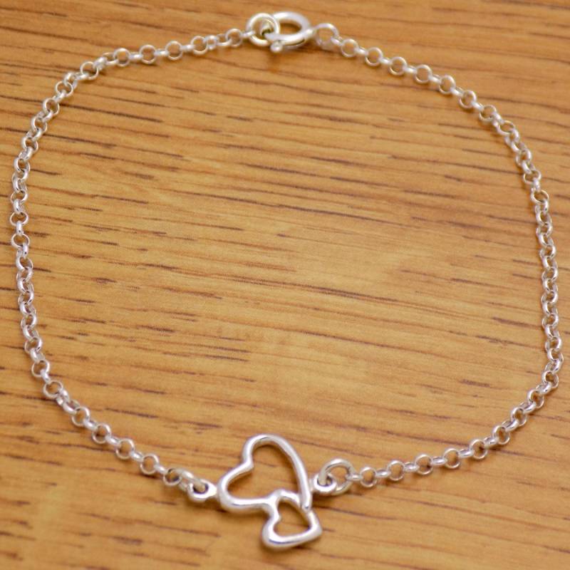 Wunderbares Sanftes Solides 925 Sterlingsilber-Kühles Reizendes Herz-Armband 18 cm/7.1 "Lang von AmphoraJewelry