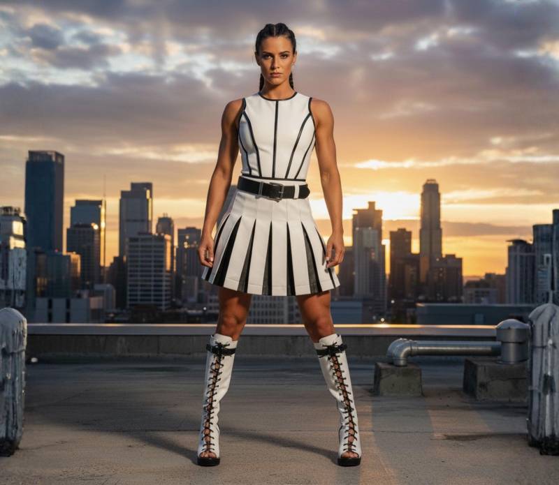 Handmade Women Leather Party Wear Outfit Bold Fashion Look Pleated Skirt With Top von AmpleFusion