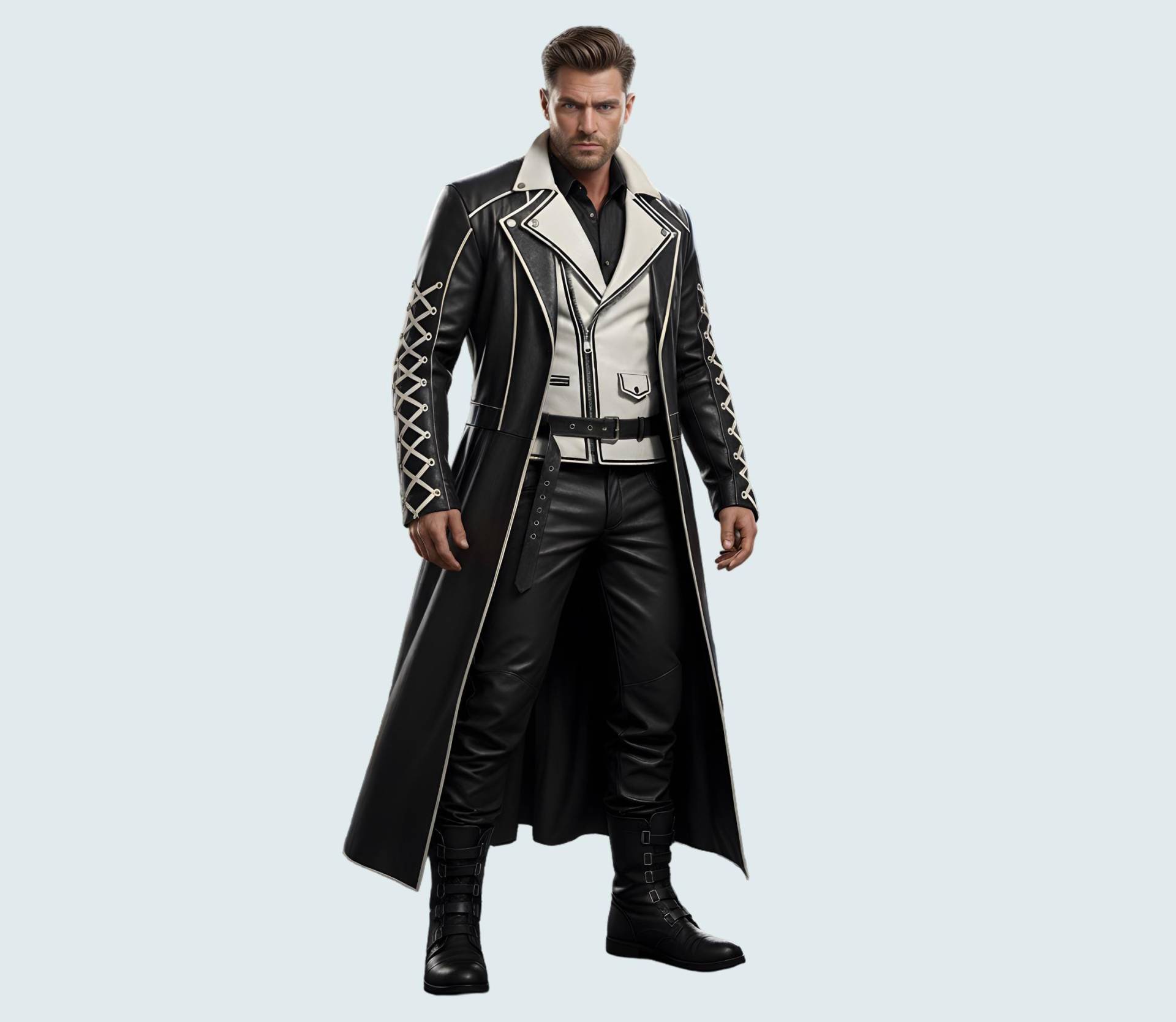 Mens Leather Dark Fantasy Costume Handmade Tactical Cosplay Outfit von AmpleFusion
