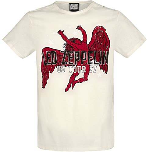 Led Zeppelin T Shirt US Tour 77 Band Logo offiziell Amplified Unisex Weiß XXL von Led Zeppelin