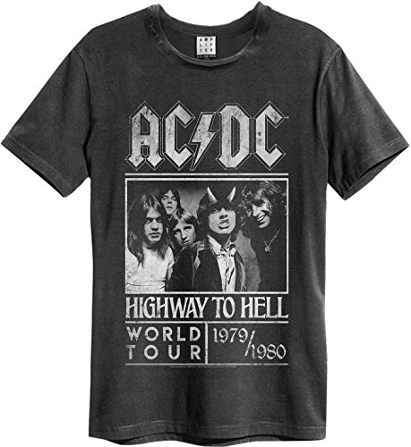 Amplified - ACDC Highway to Hell Photo Rock Band Herren Vintage T-Shirt (Grau) (S-XL) (L) von Amplified