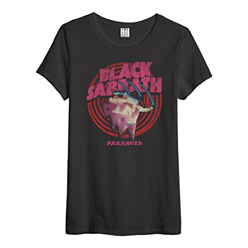 Amplified - Black Sabbath Rock Band Damen T-Shirt - Paranoid Logo (Grau) (S-L) (L) von Amplified