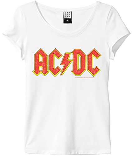 Amplified Damen T-Shirt Acdc Logo, Weiß, 38 (Herstellergröße:Large) von Amplified