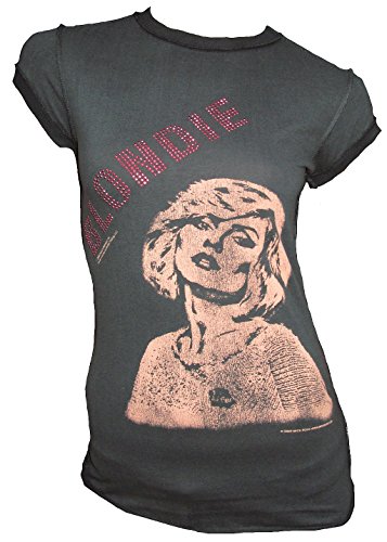 Amplified Damen T-Shirt Grau Anthrazit Official Blondie Strass Debbie Harry Rock Star Vintage L 42 von Amplified
